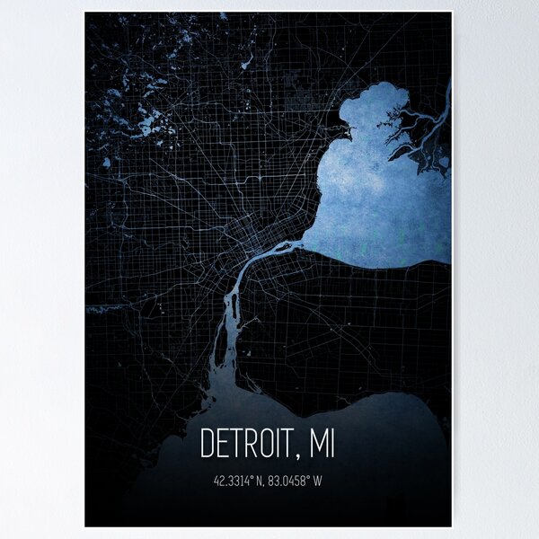 Item preview, Detroit City Map designed and sold by onyxember.