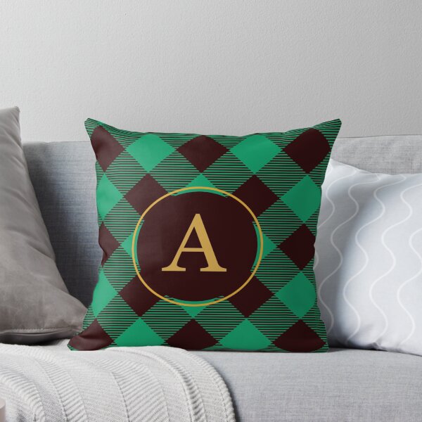 Item preview, Plaid Tartan Green Diagonal Monogram Initial Letter A designed and sold by fotografixgal.