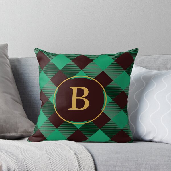Item preview, Plaid Tartan Green Diagonal Monogram Initial Letter B designed and sold by fotografixgal.