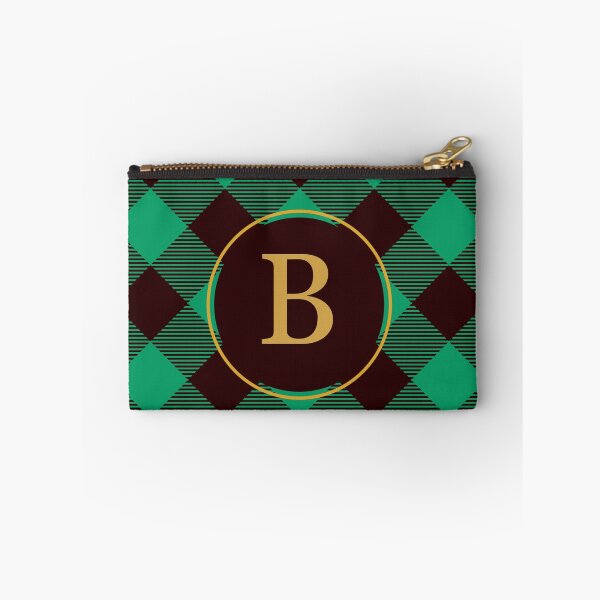 Item preview, Plaid Tartan Green Diagonal Monogram Initial Letter B designed and sold by fotografixgal.