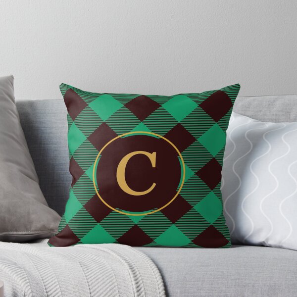 Item preview, Plaid Tartan Green Diagonal Monogram Initial Letter C designed and sold by fotografixgal.
