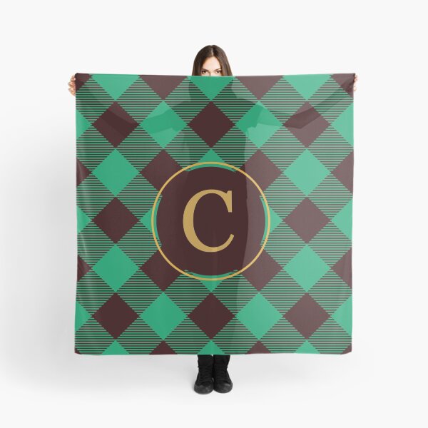 Item preview, Plaid Tartan Green Diagonal Monogram Initial Letter C designed and sold by fotografixgal.