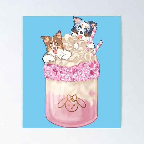 Item preview, Red tri and blue Merle Aussies - freyaspack commission designed and sold by Ivy Fox Illustration.