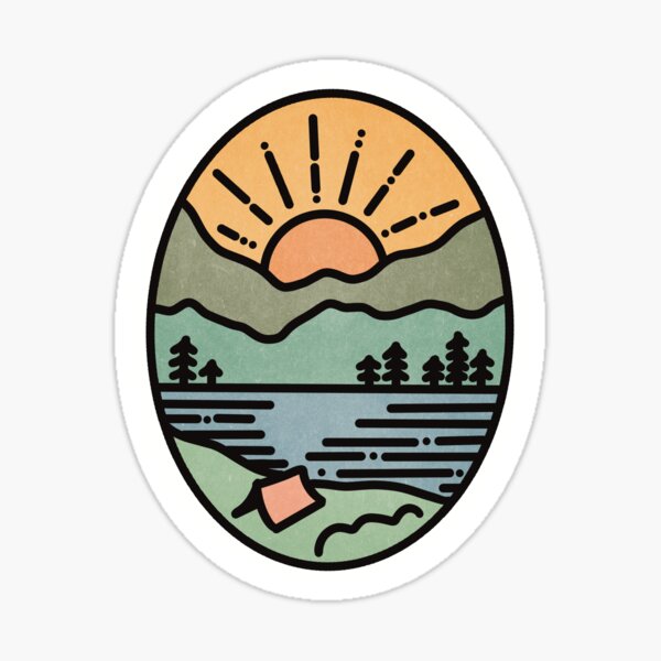 Camping Mountain Sunset Sticker
