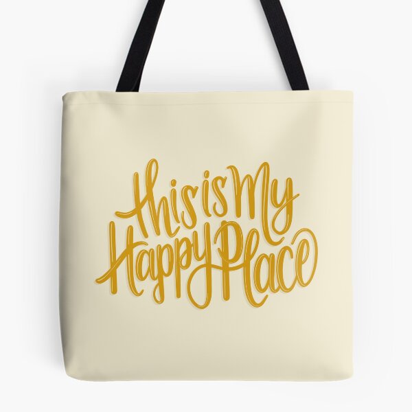 Item preview, This Is My Happy Place // Cute Hand Lettering Calligraphy Quote Art (Mustard Yellow) designed and sold by AEJdesign.