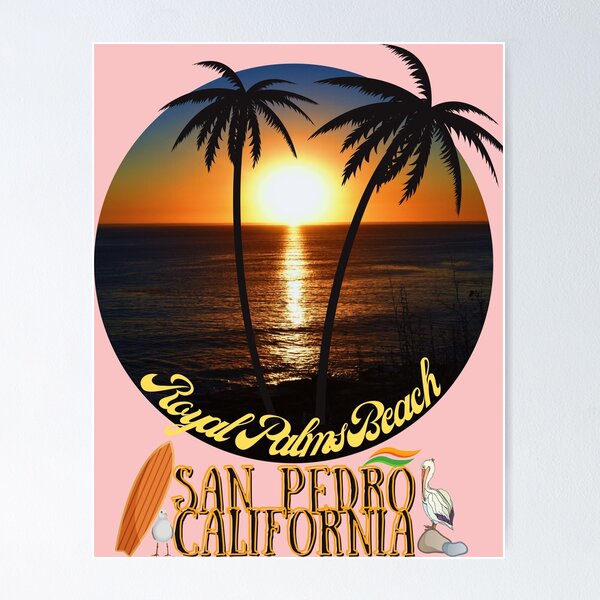 Item preview, San Pedro California Sunset Royal Palms Beach designed and sold by concettaellis.