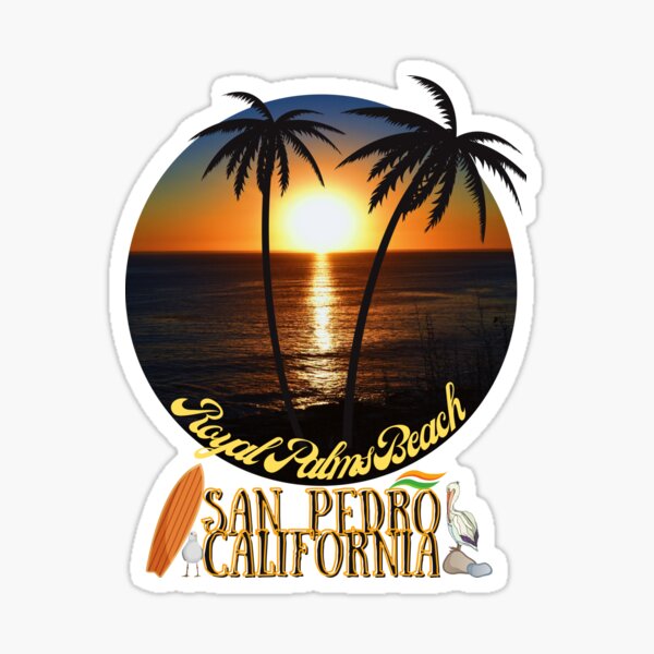 San Pedro California Sunset Royal Palms Beach Sticker