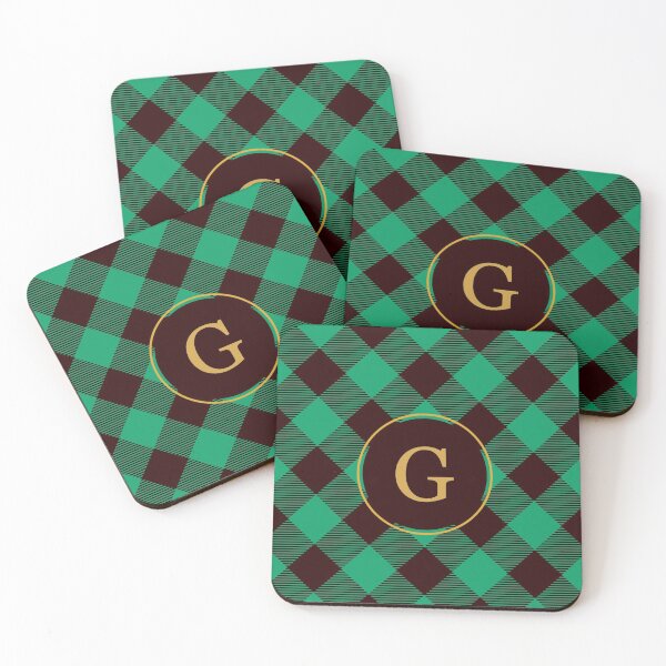 Item preview, Plaid Tartan Green Diagonal Monogram Initial Letter G designed and sold by fotografixgal.