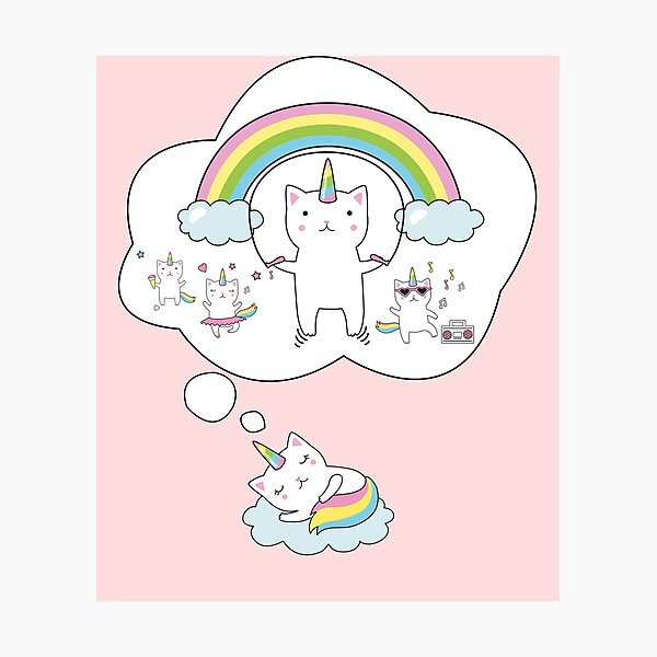 Item preview, Caticorn T shirt Cat Unicorn Kittycorn Rainbow Gifts Kids Girls Women Funny Cute Tees Fitted designed and sold by RedoneDesignART ⭐⭐⭐⭐⭐.