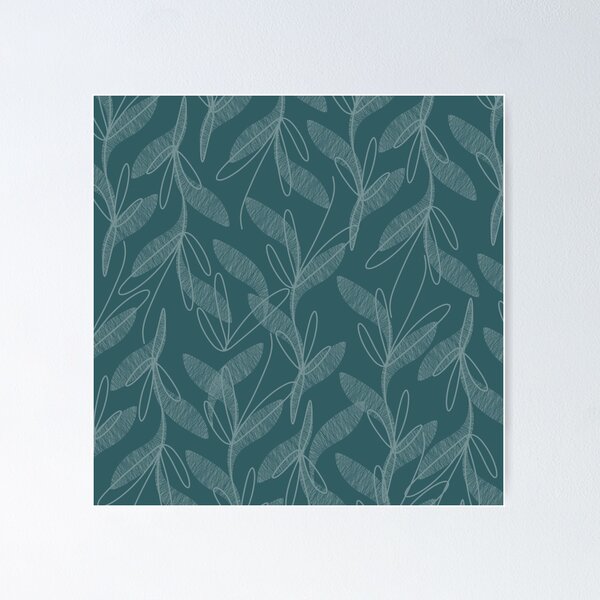 Item preview, Retro Botanical Pattern in Dusky Steel Blue Tones designed and sold by kierkegaard.