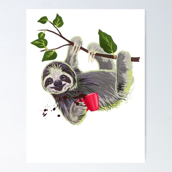Item preview, Funny sloth with coffee mug. Coffee lover gift designed and sold by orangerinka.