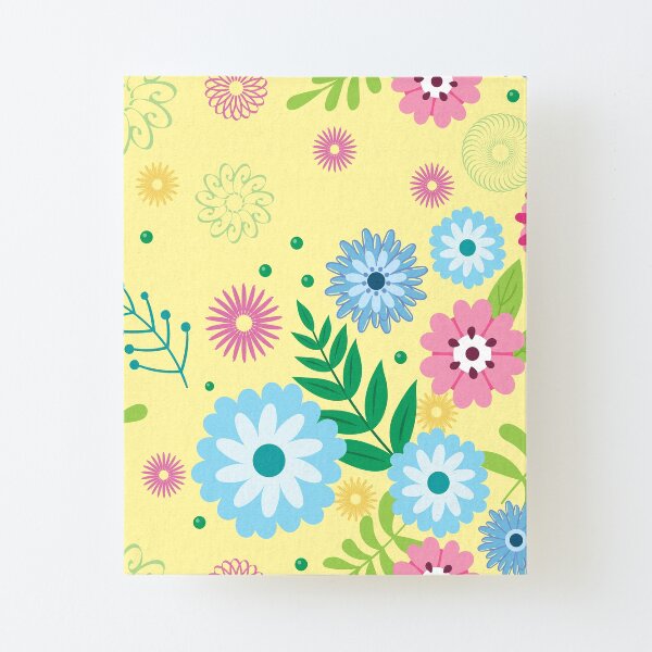Floral Pattern on yellow background Canvas Mounted Print