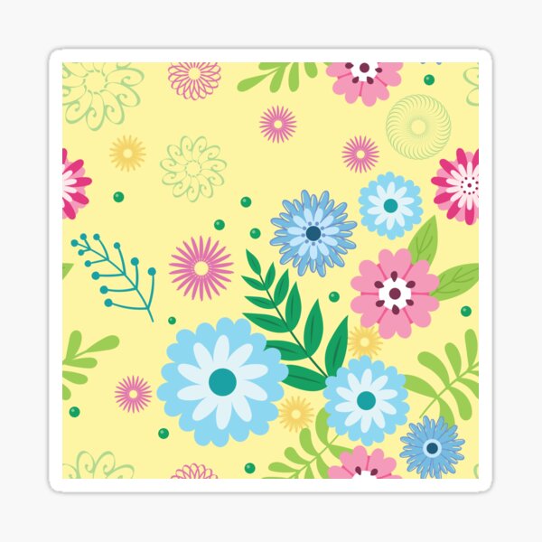 Floral Pattern on yellow background Sticker