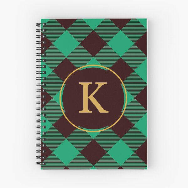 Item preview, Plaid Tartan Green Diagonal Monogram Initial Letter K designed and sold by fotografixgal.