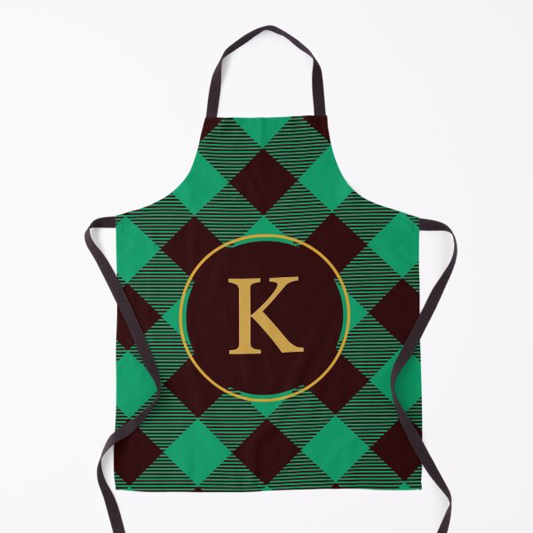 Item preview, Plaid Tartan Green Diagonal Monogram Initial Letter K designed and sold by fotografixgal.