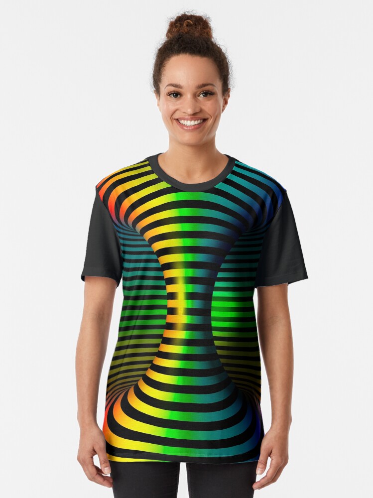Alternate view of Optical Illusion of a holographic 3d Torus Cylinder inside tops, cases, posters, etc. Graphic T-Shirt