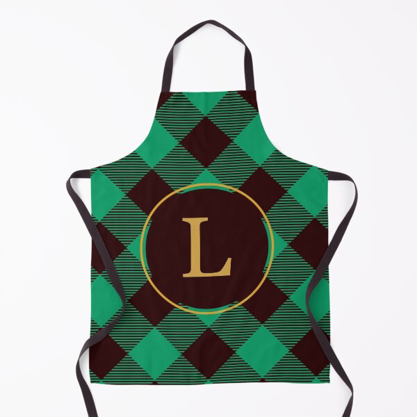 Item preview, Plaid Tartan Green Diagonal Monogram Initial Letter L designed and sold by fotografixgal.