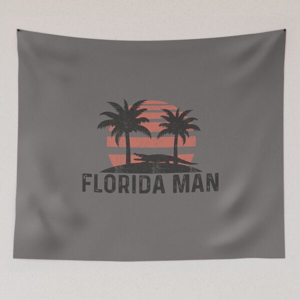 Item preview, Florida Man State Funny Meme Vintage Palm Trees and Sunset Retro Sun designed and sold by alenaz.