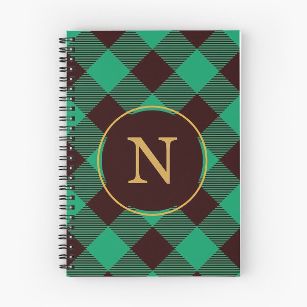 Item preview, Plaid Tartan Green Diagonal Monogram Initial Letter N designed and sold by fotografixgal.
