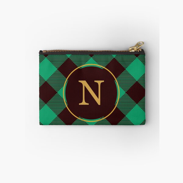 Item preview, Plaid Tartan Green Diagonal Monogram Initial Letter N designed and sold by fotografixgal.