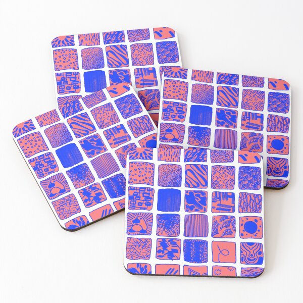 Item preview, Doodle Grid -- Blue on Red designed and sold by Jacky K.