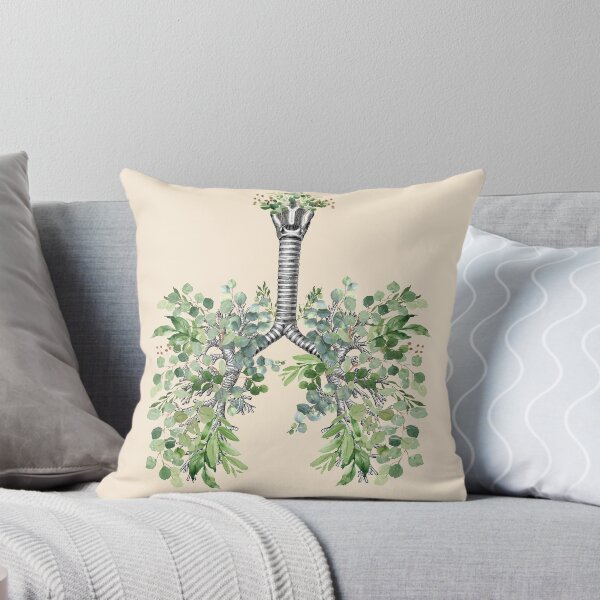 Item preview, lungs, bloom eucalyptus leaves, anatomy, watercolor blue butterflies designed and sold by Collagedream.