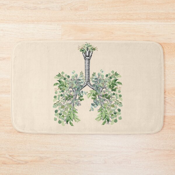 Item preview, lungs, bloom eucalyptus leaves, anatomy, watercolor blue butterflies designed and sold by Collagedream.