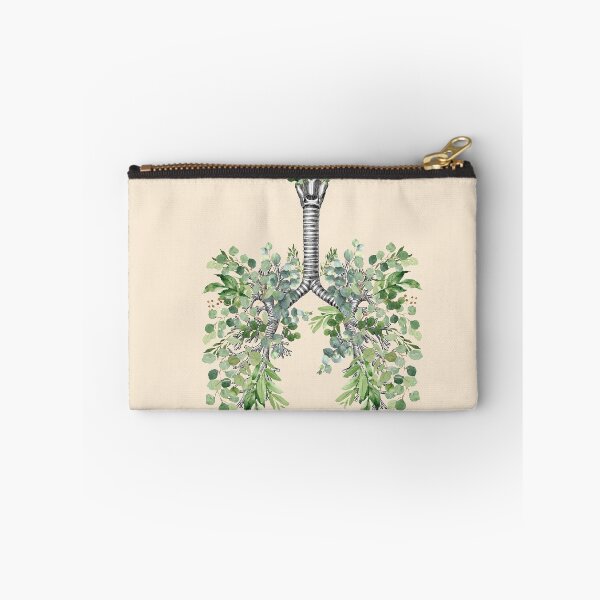 Item preview, lungs, bloom eucalyptus leaves, anatomy, watercolor blue butterflies designed and sold by Collagedream.