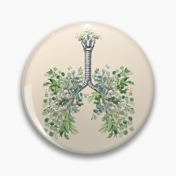 Item preview, lungs, bloom eucalyptus leaves, anatomy, watercolor blue butterflies designed and sold by Collagedream.