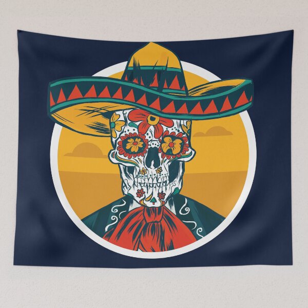 Item preview, Day of the Dead Sugar Skull Vaquero with a Sombrero designed and sold by SLAG-Creative.
