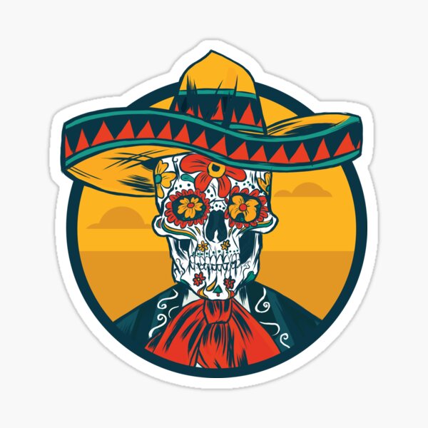 Item preview, Day of the Dead Sugar Skull Vaquero with a Sombrero designed and sold by SLAG-Creative.