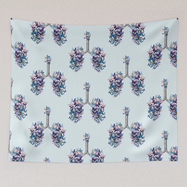 Item preview, lungs blue butterflies, anatomy, watercolor designed and sold by Collagedream.