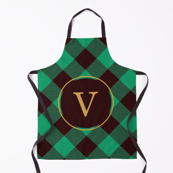 Item preview, Plaid Tartan Green Diagonal Monogram Initial Letter V designed and sold by fotografixgal.