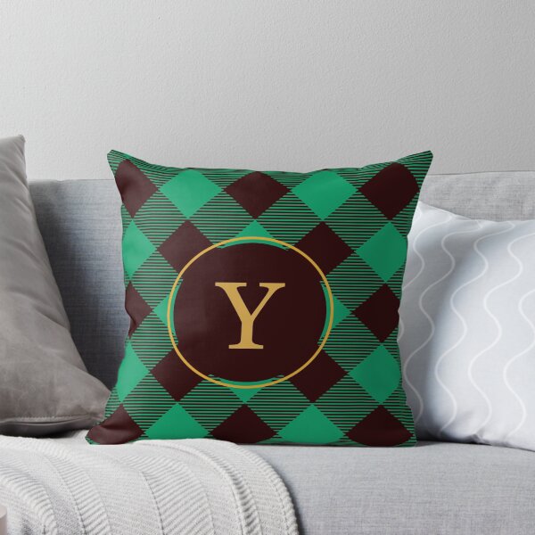 Item preview, Plaid Tartan Green Diagonal Monogram Initial Letter Y designed and sold by fotografixgal.