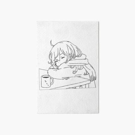 Anime girl sleeping on a table Art Board Print