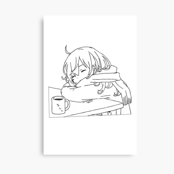 Anime girl sleeping on a table Canvas Print