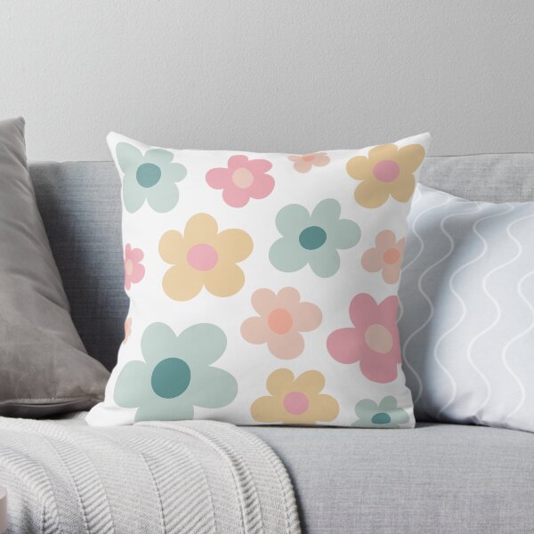 Flower Pattern Muted Pastel: Golf le Fleur Inspired Throw Pillow