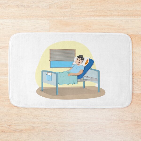 Item preview, Mascot Caucasian man bedridden in a hospital room. Ideal for informational and institutional related to medicine designed and sold by LucianoCosmo.