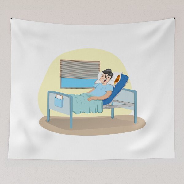 Item preview, Mascot Caucasian man bedridden in a hospital room. Ideal for informational and institutional related to medicine designed and sold by LucianoCosmo.