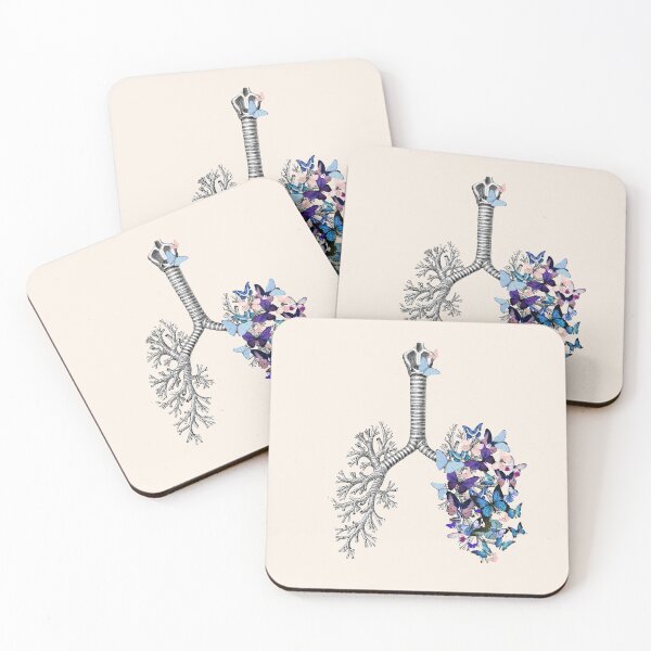Item preview, lungs blue butterflies, anatomy art, watercolor designed and sold by Collagedream.