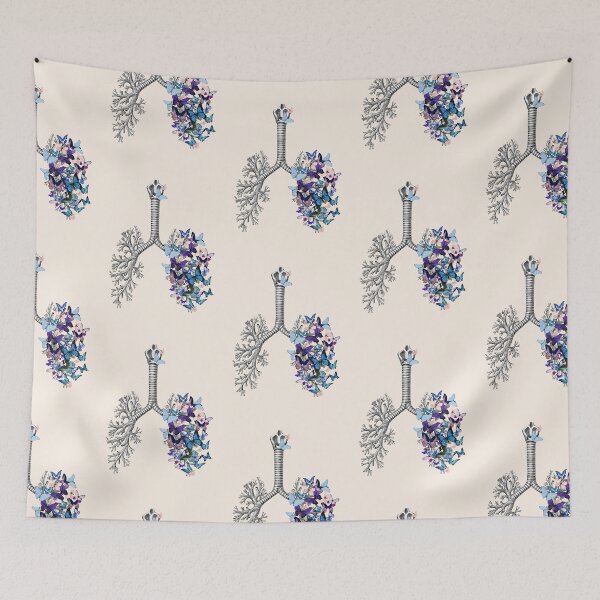 Item preview, lungs blue butterflies, anatomy art, watercolor designed and sold by Collagedream.