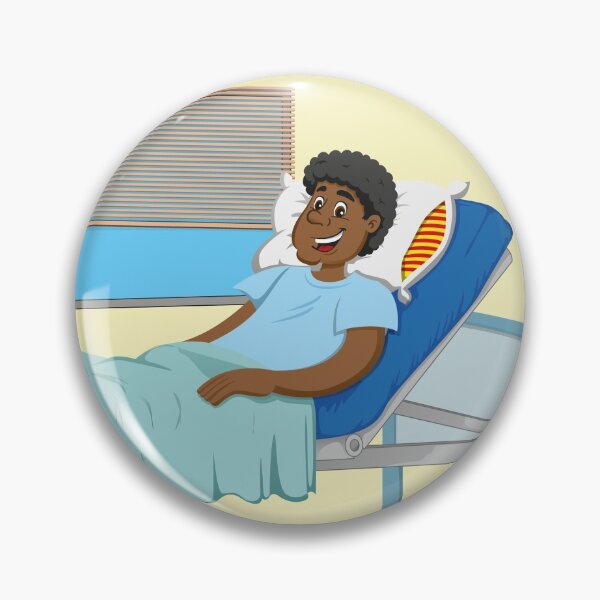 Item preview, Mascot man of African descent bedridden in a hospital room. Ideal for informational and institutional related to medicine designed and sold by LucianoCosmo.