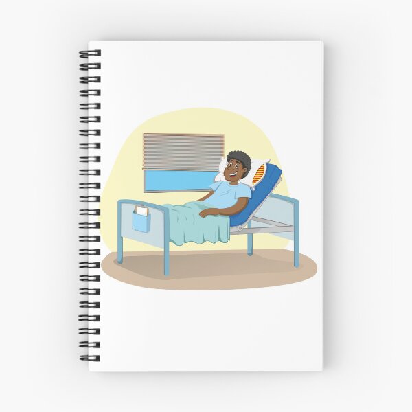 Item preview, Mascot man of African descent bedridden in a hospital room. Ideal for informational and institutional related to medicine designed and sold by LucianoCosmo.