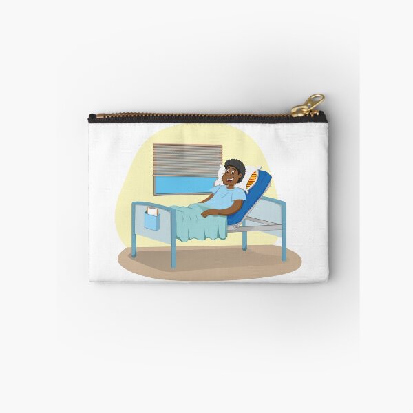 Item preview, Mascot man of African descent bedridden in a hospital room. Ideal for informational and institutional related to medicine designed and sold by LucianoCosmo.