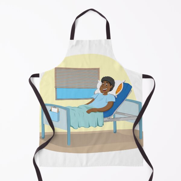 Item preview, Mascot man of African descent bedridden in a hospital room. Ideal for informational and institutional related to medicine designed and sold by LucianoCosmo.