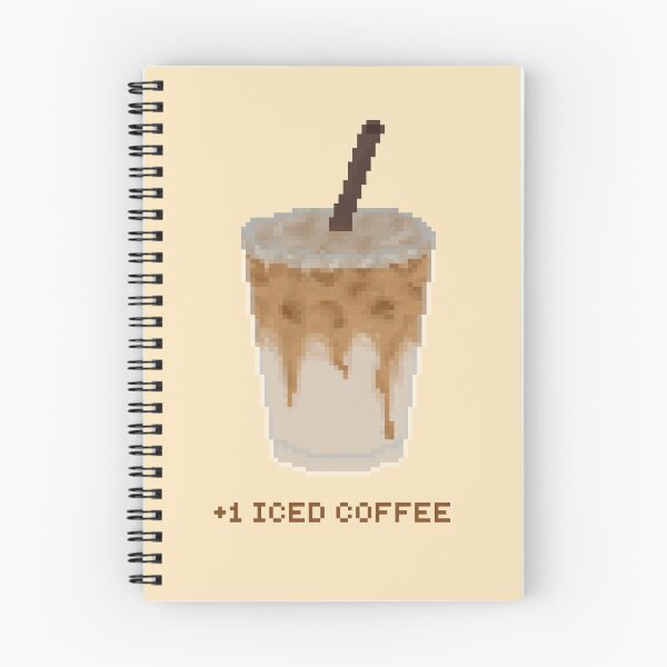 Item preview, +1 iced coffee pixel art drawing (tan background) designed and sold by tifft.