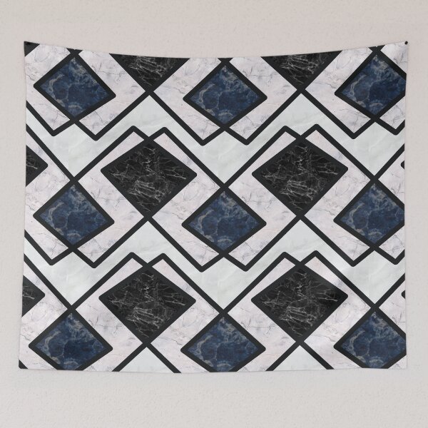 Item preview,  Marble,Blue,navy Geometric shapes,squares ,boho pattern  designed and sold by MariaMarinova.