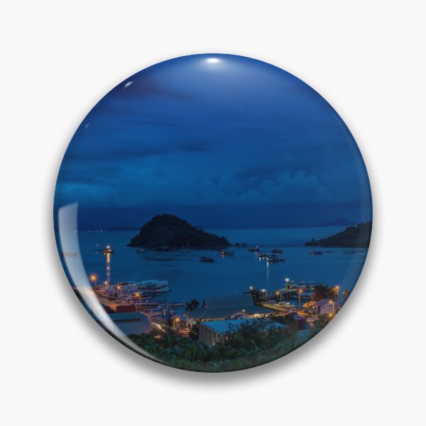 Item preview, Hill top view over Labuan Bajo harbour in the evening at twilight designed and sold by SnapTPhotograph.