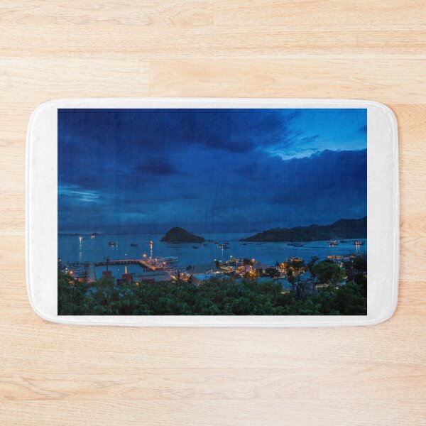 Item preview, Hill top view over Labuan Bajo harbour in the evening at twilight designed and sold by SnapTPhotograph.