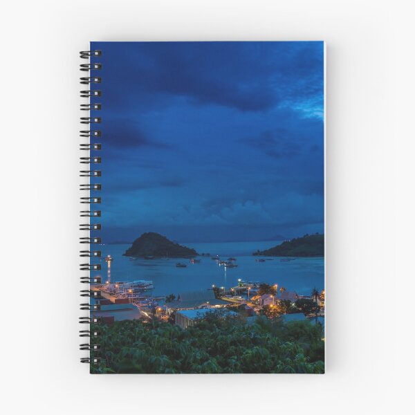 Item preview, Hill top view over Labuan Bajo harbour in the evening at twilight designed and sold by SnapTPhotograph.